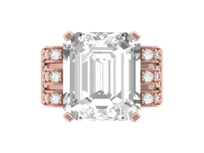 Emerald Solitaire Art Deco Ring 3D print model 5