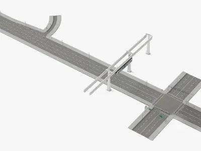 Highway and Suspended Monorail Air Train  purchase 3D model