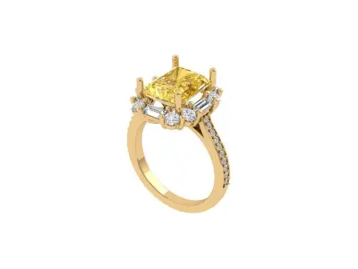 Emerald Art Deco Ring 3D print model 29