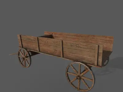 Horse Cart Low-poly 3D model 2