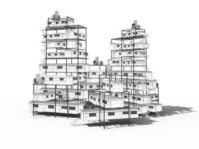 Sci Fi building pack - Building Stack - DMP asset pack - 3D model