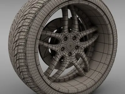 Savini Forged SV-2S Wheel and Tire 3D model