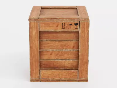 Wooden Crate V7 - Storage Box with Packaging Icons 3D model