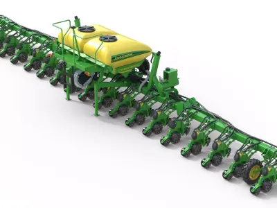 John Deere DR18 Drawn Mounted Farm Planters Low-poly 3D model