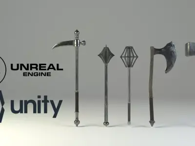 Medieval slavic weapons game asset  Low-poly 3D model