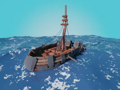 Stylized Ship-2 Low-poly 3D model