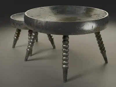 Round Table Set  PBR Textured Low-poly 3D model