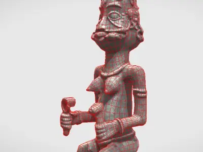 Double-faced Osun Altar Figurine Low-poly 3D model
