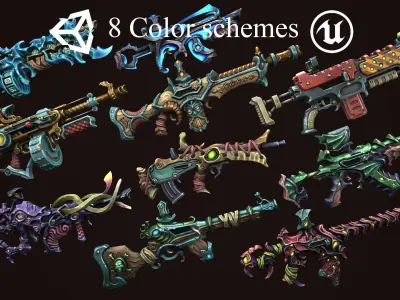 Fantasy guns bundle 3D Model Pack