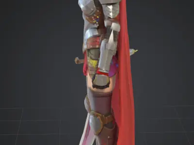 Yellow haired warrior woman Low-poly 3D model