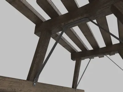 Wooden Classic Sleigh Low-poly 3D model