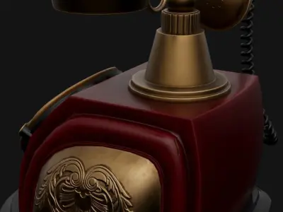 Antique Vintage Phone Low-poly 3D model