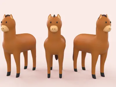 Cartoon Horse Animal Style Cute Low-poly 3D model