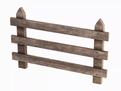 Rustic Wooden Fence 02 Low-poly 3D model