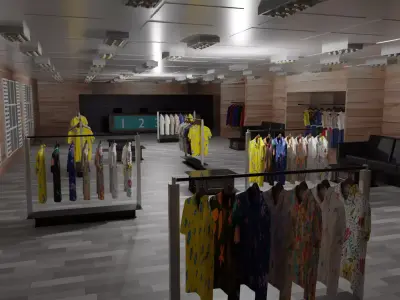 Clothing Store Interior Low-poly 3D model purchase