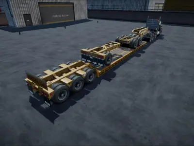 Lowboy semi truck unity asset Low-poly 3D model