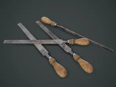 Hand File Rasp PBR Game Ready Low-poly 3D model
