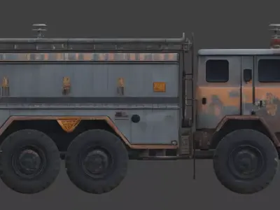 Rusted Apocalypse Industrial Rescue Truck 3D Model Low-poly 3D model