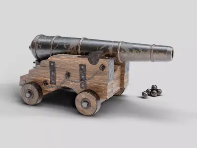 Medieval Cannon Low-poly 3D model by krmtrkgl