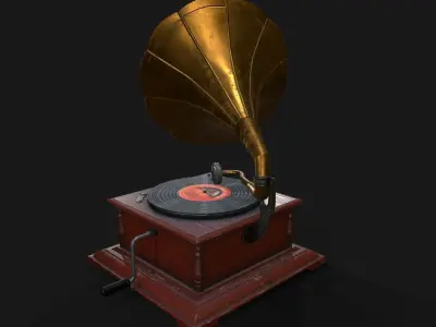 Gramophone Low-poly 3D model shop
