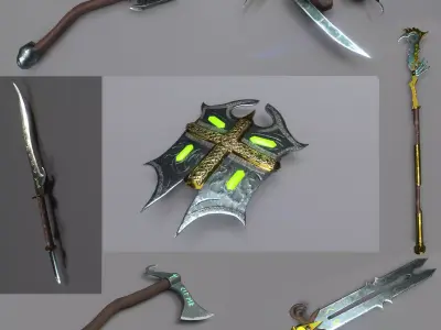 Fantasy Weapon Pack Low-poly 3D model purchase