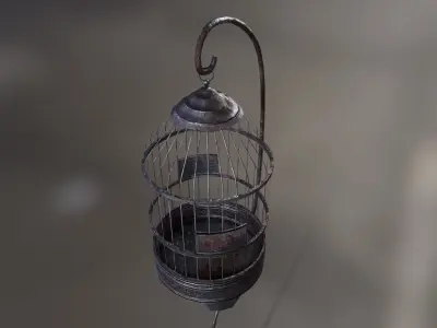 Metal bird cage Low-poly 3D model
