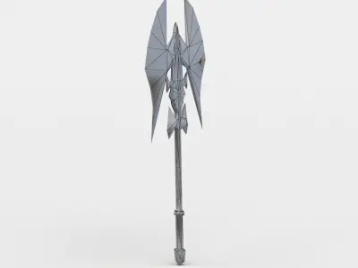 Axe sword with two wings Low-poly 3D model