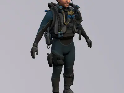 Agent from the game CSGO Captain David swimmers game ready 3D model