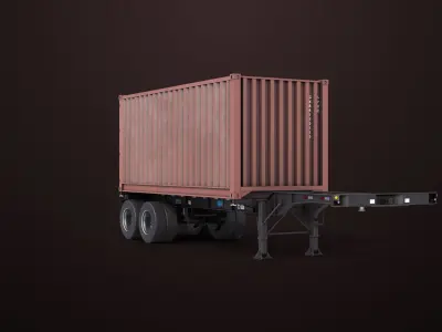 Container Carrier Trailer 03 For Heavy Truck PBR  Low-poly 3D model