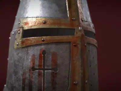 Dark  Crusader Helmet Low-poly 3D model