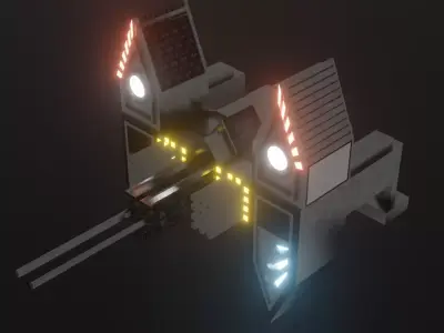 spaceship with lights 3D model