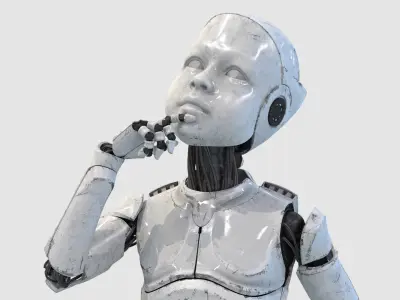 Children Cyborg Robot Rig 3D model