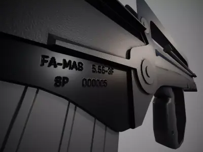 FAMAS G1 Modular Game-Ready Rifle Low-poly 3D model