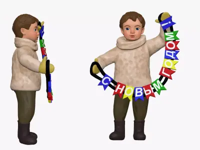 001324 small kid with letters s novim godom 3D model