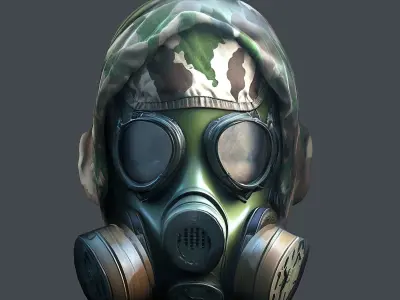 Gas mask helmet 3d model military combat Low-poly 3D model Low-poly 3D model 3