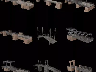 BASCULE BRIDGE PLATFORM AAA NEXT GEN PIER COLLECTION Low-poly 3D model