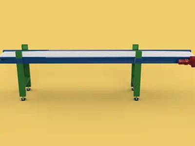 FACTORY INDUSTRIAL HORIZONTAL FLAT BELT CONVEYOR 3D model