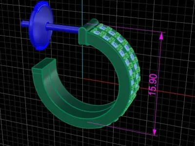 Double Infinity Diamond Hoop Fashion Earring 3D print model