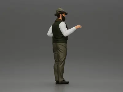Stylish Man in a Hat slipover and Scarf Holding a Suit 3D print model