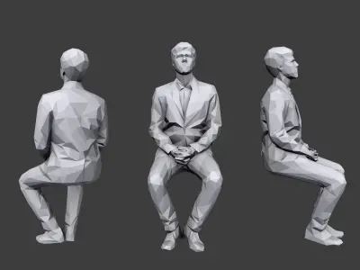 Lowpoly People Sitting Pack Vol. 3 3D model