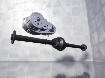 Solid Axle Differential and Transfer Case Low-poly 3D model