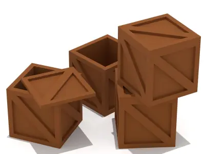 Wooden Crate Low-poly 3D model 10