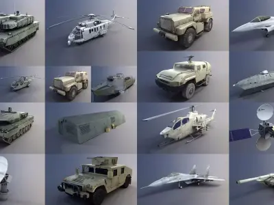 Low-Medium Poly Military Collection Low-poly 3D model
