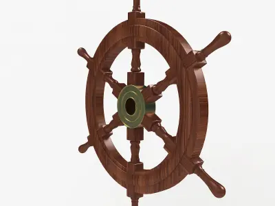 Wooden ship wheel  3D model