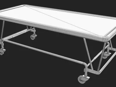 Old Hospital Steel Gurney Low-poly 3D model