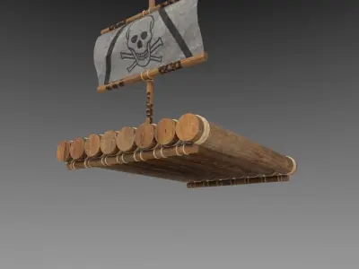 boat of whood Low-poly 3D model