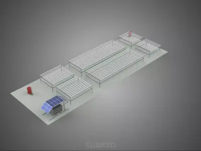 NFT FIELD AEROPONIC HYDROPONIC CROP PLANT FARM SOLAR POWERED IOT 3D model