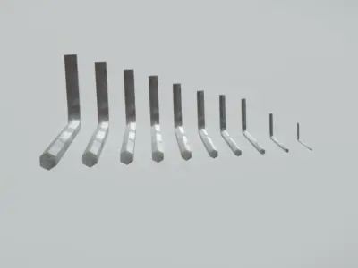 Allen key hexagon head screwdriver tool PBR 10 pcs Low-poly 3D model