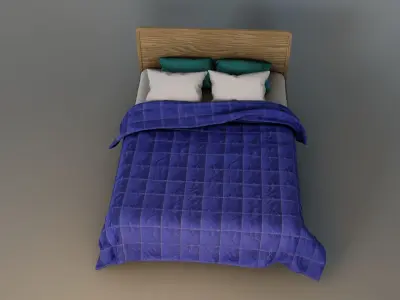 Retro wooden bed Low-poly 3D model