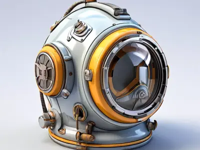 Retro SciFi Diving Helmet 3D Model Low-poly 3D model